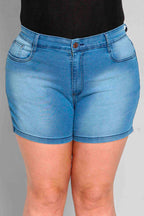 Short Feminino Jeans Claro com Elastano