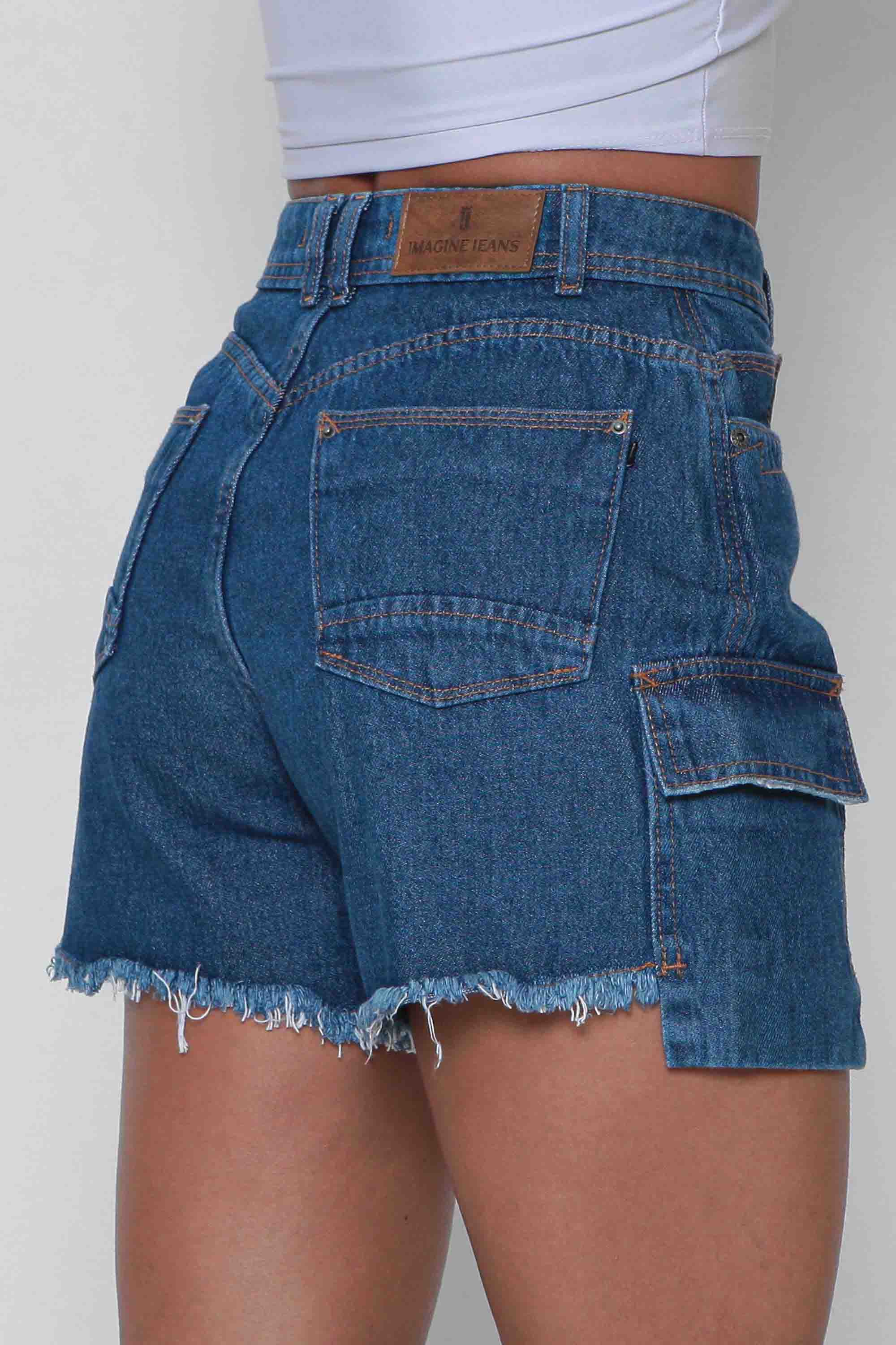 Shorts Jeans Feminino Cargo