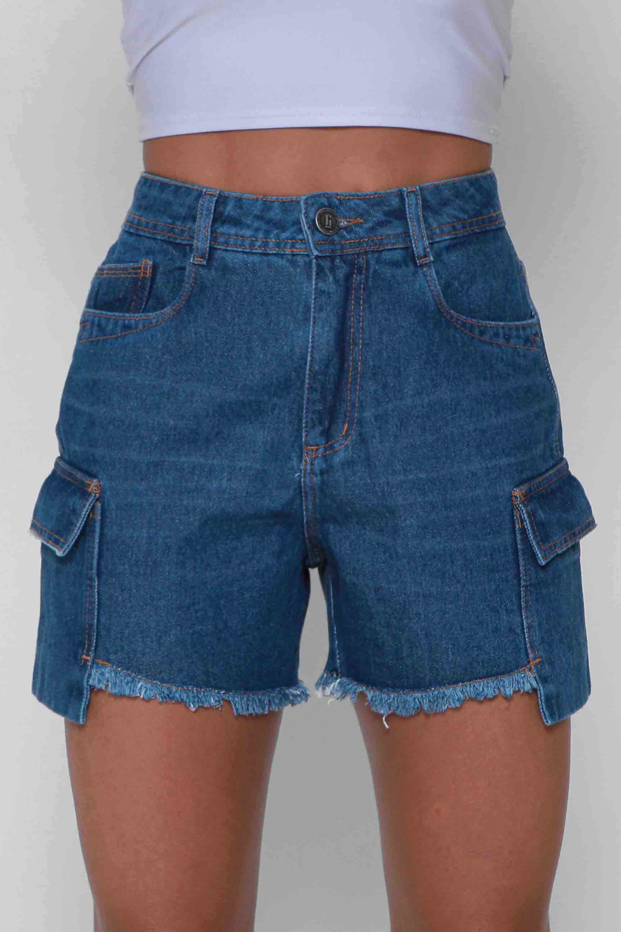 Shorts Jeans Feminino Cargo
