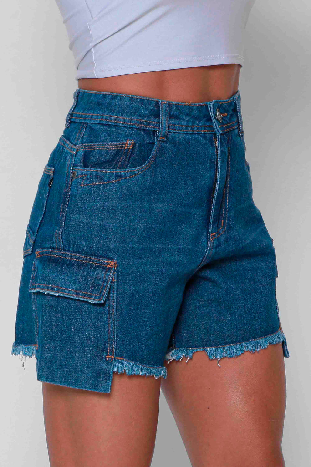Shorts Jeans Feminino Cargo
