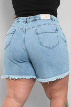 Shorts Jeans Feminino Mom Plus SIze com Cordão