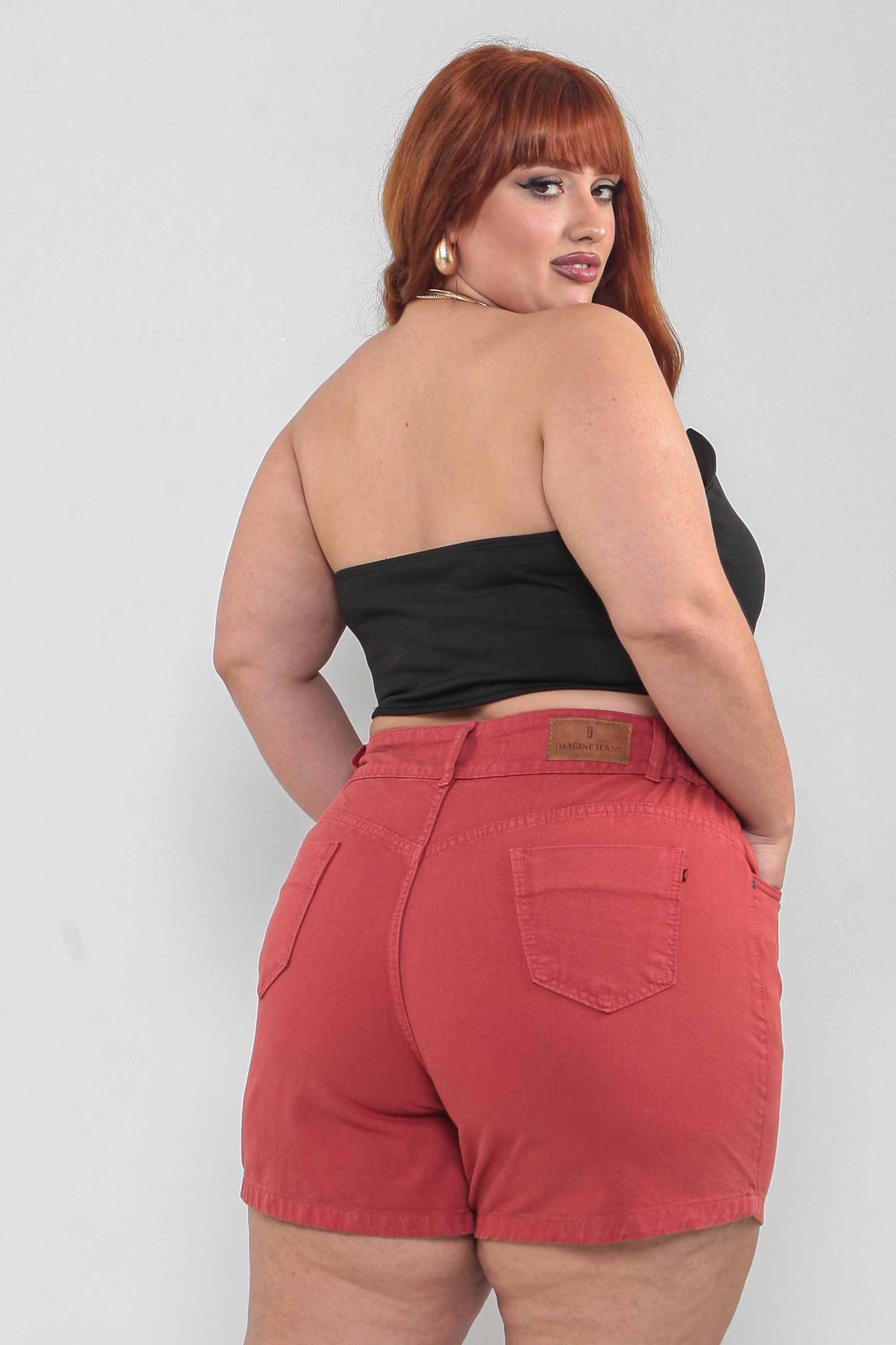 Shorts Feminino Mom Com Elástico Plus Size