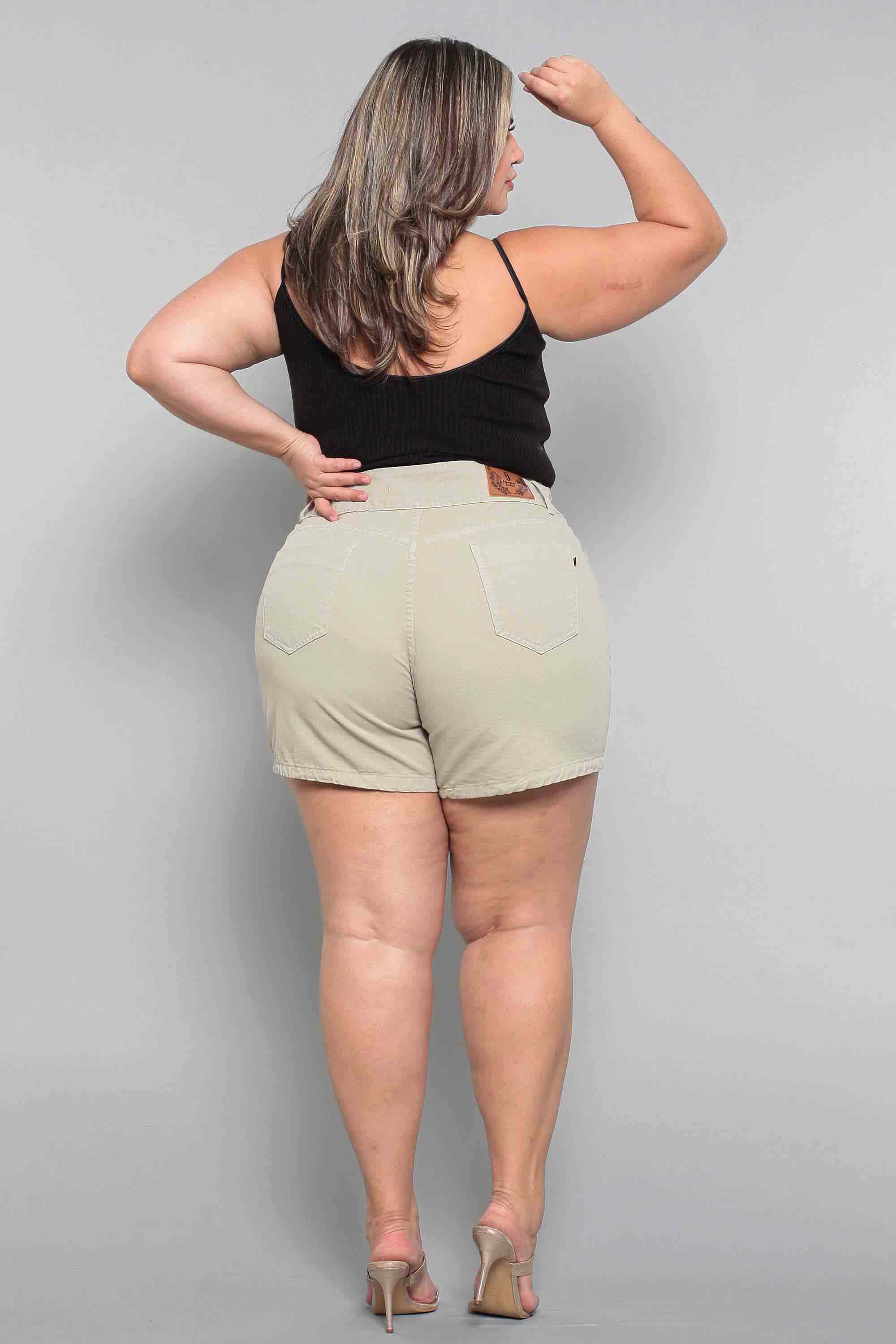 Shorts Feminino Mom Com Elástico Plus Size