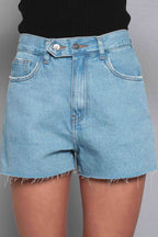 Short Feminino Jeans Mom Barra a Fio